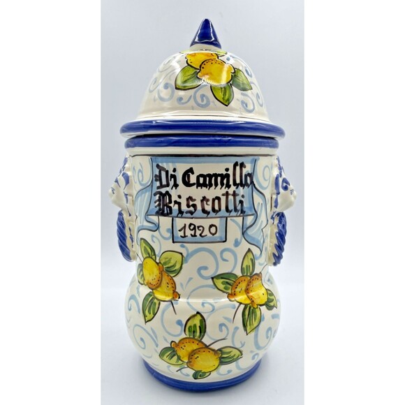 Di Camillo Biscotti 1920 Jar Hand Painted 13" Tuscany Italy Lemons MINT Conditio - Picture 10 of 15